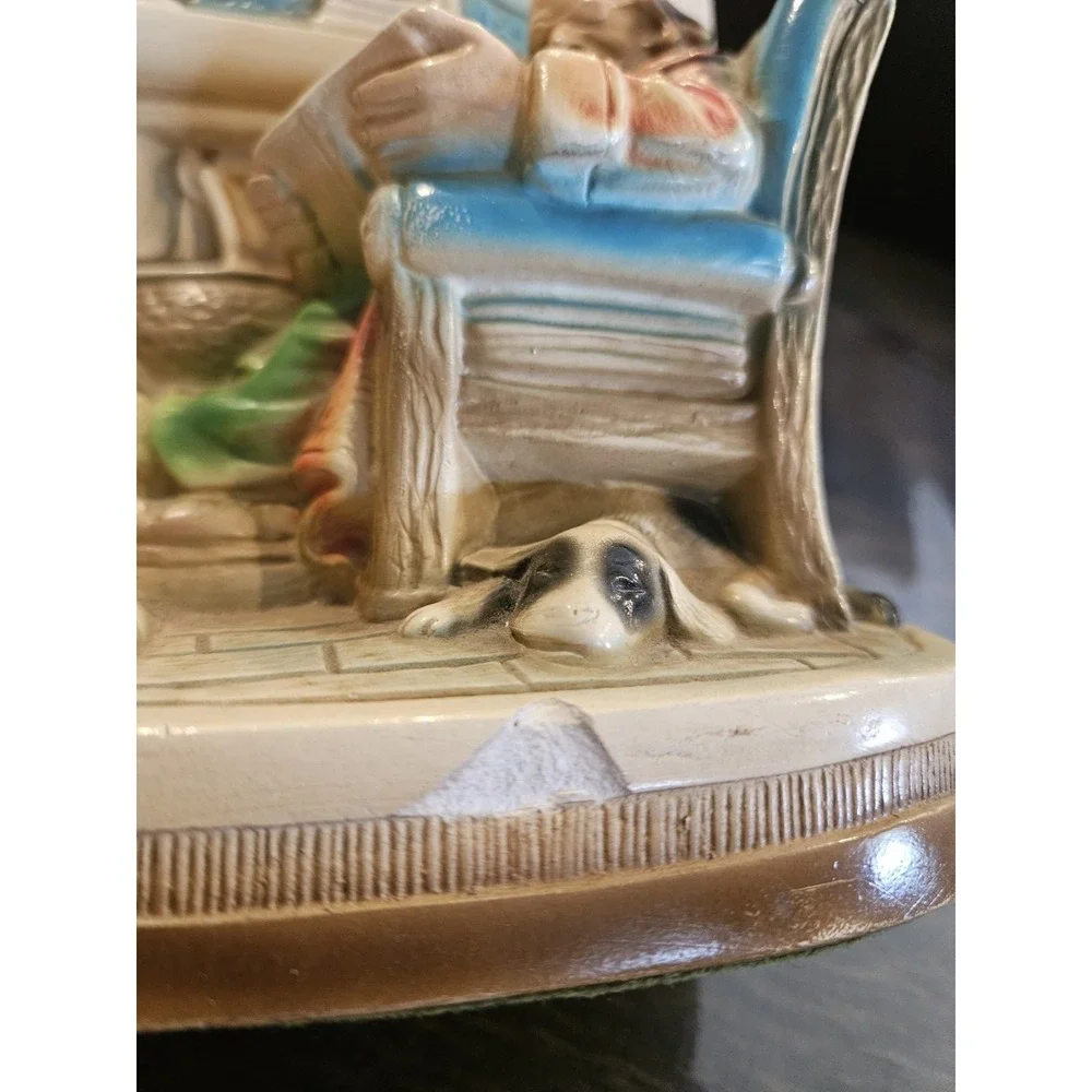 G.S. Allen Old Man Reading By Fireplace ChalkWare One Bookend
